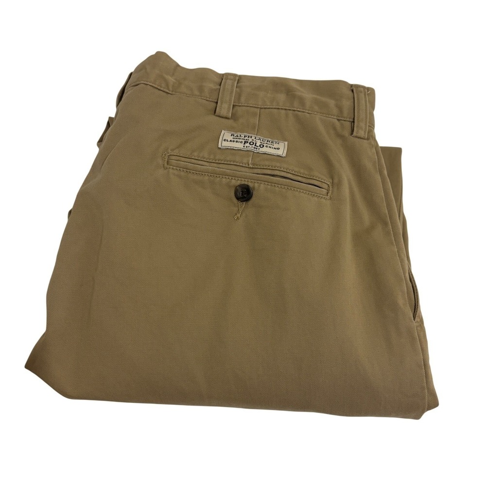 Polo Ralph Lauren Prospect Pants Men L 36x29 Tan Straight Leg Flat Front Chinos